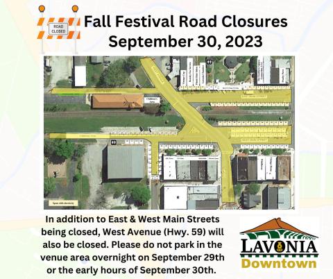 Lavonia will hold its annual fall festival Saturday from 9 a.m. until 4 p.m. in downtown.