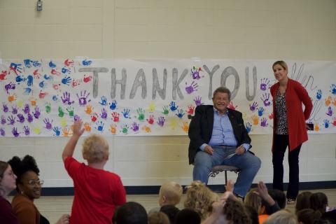 State Rep. Alan Powell visited the Franklin County Head Start/Georgia Pre-K Tuesday to help children celebrate Georgia Pre-K Week.