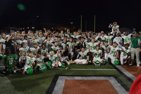 The Franklin County Middle School Cubs celebrate their second consecutive region football championship Thursday in Hartwell. (Photo by Scoggins)