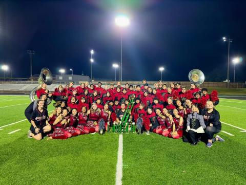 Johns Creek High School’s band (above) won Best in Show at the inaugural Pridelands Marching Contest. Franklin County band members, parents and alumni helped during the inaugural Pridelands Marching Contest. (Above photo courtesy of FCHS Bands. Other photos by Shane Scoggins and Marlie Scoggins)