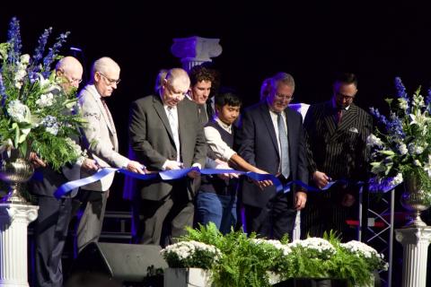 Emmanuel University and In Touch Ministries officials cut the ribbon Thursday on the Dr. Charles F. Stanley Chapel in the Swails Center. (Photos by Raese)