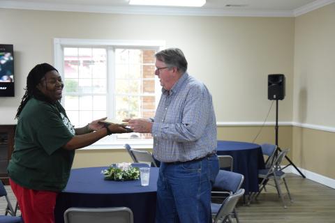 The City of Carnesville held a luncheon reception Thursday to honor Mayor Harris Little and Council Member Sid Ginn, each of whom will be retiring from the city at the end of the year.