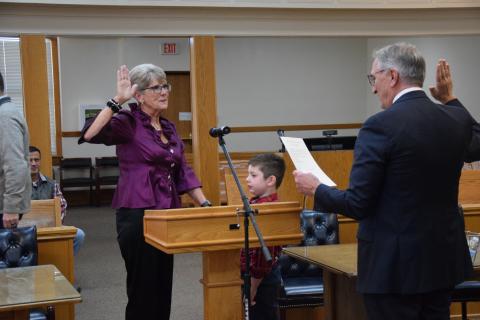 Missy Holbrook took her oath of office as the next mayor of Carnesville Thursday in ceremonies at the Franklin County Courthouse.