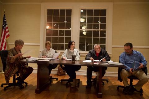 New Carnesville Mayor Missy Holbrook (left) presided over the first city council meeting of 2024, with new council members (from left) Sherri Cheek and Gabbie McFarlin joining holdovers Mike Barrett and Wesley Dove.
