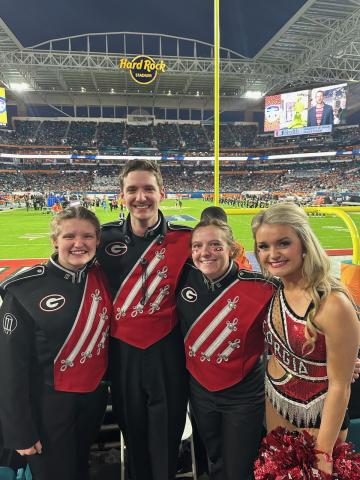 Four of the five Franklin County members of the University of Georgia Redcoat Band helped provide musical accompaniment to the Georgia Bulldogs’ 63-3 rout of the Florida State Seminoles Saturday in the Orange Bowl at Hard Rock Stadium in Miami.