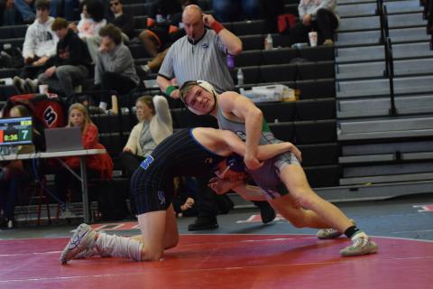 Will Ballenger (above) and Brady Simms are each seeded No. 1 in their respective weight classes for the state tournament, which begins today in Macon.