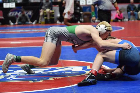 Four Franklin County Lions placed in the top four at the Georgia State Traditional Tournament last week in Macon. Will Ballenger (above) was second at 138 pounds, Zane Puff was third at 165 pounds, Jacob Baughcum was fourth at 157 pounds and Brady Simms won the state championship at 175 pounds.