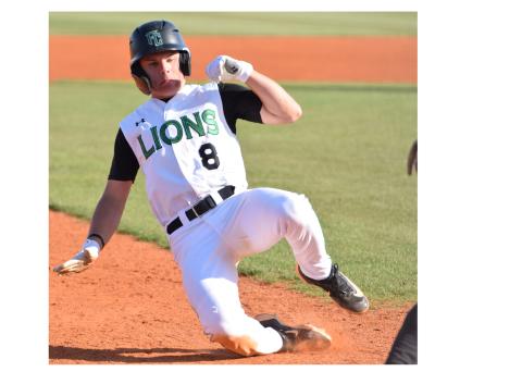 Will Cary slides while stealing third Tuesday in a first-round state playoff game against Douglass of Atlanta. (Photo by Scoggins)