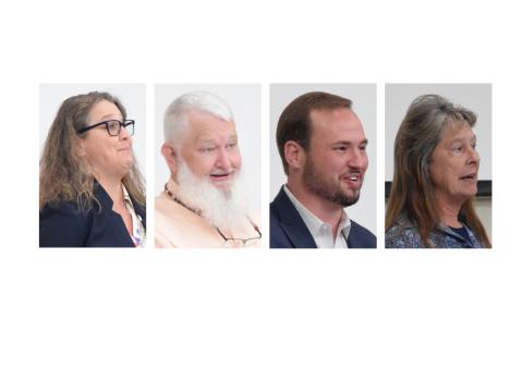 Candidates for the District 1 seat on the Franklin County Board of Commissioners – (from left) Carolee Coker, Chris Phillips, Tyler Owenby and Wanda Thompson – took part in a Republican Party candidates’ forum March 23 at Franklin County High School. Candidate Tim Crunkleton was not able to attend.