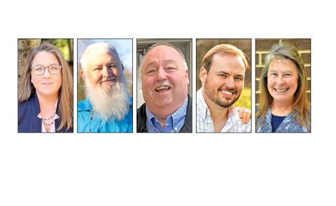Candidates for the District 1 seat on the Franklin County Board of Commissioners are (from left) Carolee Coker, Chris Phillips, Tim Crunkleton, Tyler Owenby and Wanda Thompson.