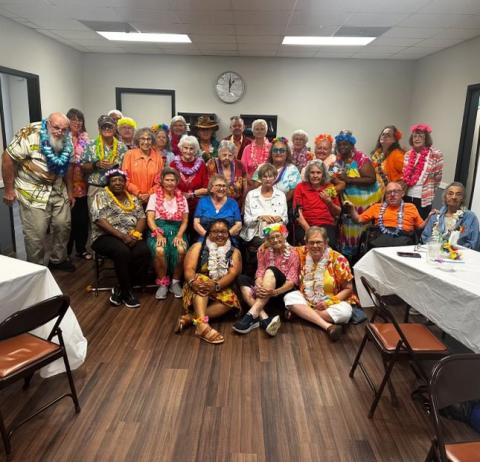 Participants and staff members of the Franklin County Senior Center traveled June 19 to the Hart County Senior Center for a joint Hawaiian-style luau.