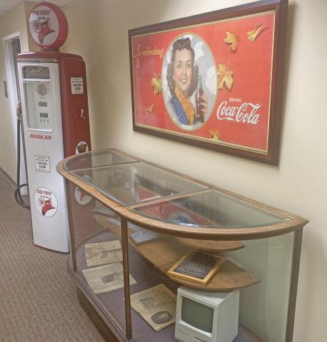 Three of the items moved from my office were the 1948 Texaco gasoline pump, four 1940s framed Coca-Cola posters and an antique display case, filled with newspaper relics, including the first Macintosh computer our company purchased in 1988.
