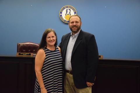 Brooks Moorhead, pictured with wife Jessica, has been named Royston’s new chief of police.