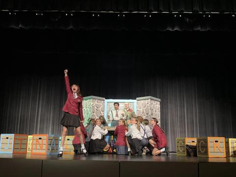 Lorelai Glenn (left, as Matilda) and the cast of Franklin County High School theater troupe won the program’s sixth consecutive region One Act Play championship Saturday at the Telford Center for the Fine and Performing Arts for their production of “Matilda.”