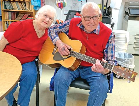 Since getting married almost four years ago, Ernest and Martha Crane Gibson have rarely missed a day at the Franklin County Senior Center, where they first met. At 96, Ernest still plays the guitar for sing-alongs.