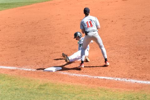 Parker Moorhead slides into third with a triple against Sonoraville Saturday in Carnesville. (Photos by Scoggins)