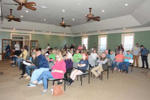 About 75 citizens attended Tuesday night’s Franklin Springs City Council meeting amid concerns about a rendering plant coming to the city. (Photo by Eavenson)