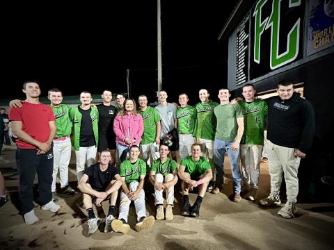 Members of the Franklin County Lion baseball team shaved their heads last week in support of  a team mom and the sister of Coach Ryan Phillips who are battling breast cancer. (Photo courtesy of Christy Dodd)