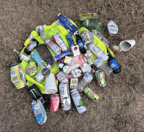 This is not everything picked up in the roadside ditch, but it’s a sampling of the litter. Some was tossed from the windows of vehicles, and many of the items probably blew out of the back of pickups. Either way, the result was a trashy mess.