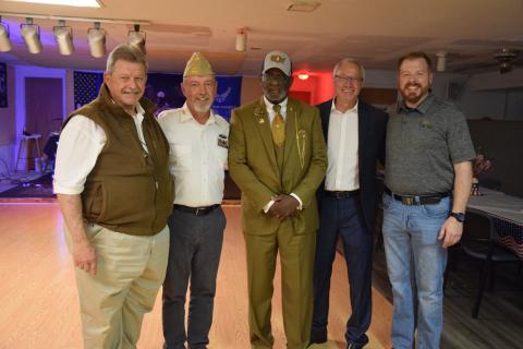 Speaking at the event were (right photo, from left) State Rep. Alan Powell, Lavonia VFW Post Commander Vic Therou, Willie Neal, Lavonia Housing Authority Director Rick Whitworth and Lavonia Mayor Courtney Umbehant.