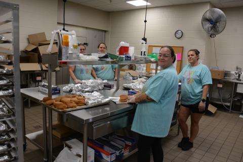 Franklin County Schools nutrition employees prepare about 2,000 meals per day for the summer meal program. A grant from the No Kid Hungry program helped with the start-up costs, according to Nutrition Director Kandice Browning. The food is prepped at South Franklin Elementary School and then delivered by two bus drivers to several locations around the county. (Photos by Eavenson)