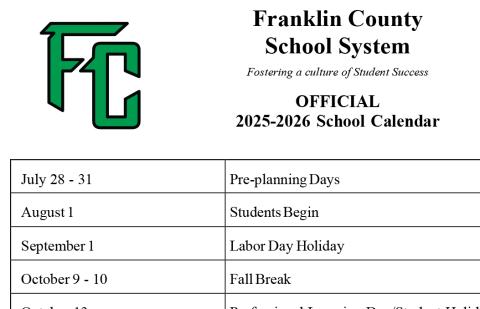 The 2025-26 Franklin County school year officially kicks off Monday with pre-planning for faculty and staff.