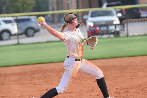 Lady Lion third baseman Brailey Randall makes a throw to first in a victory over Rabun County last week in Carnesville. Randall and the Lady Lions have four non-region games left before the start of the 8AA scheduled Tuesday. (Photo by Shane Scoggins)