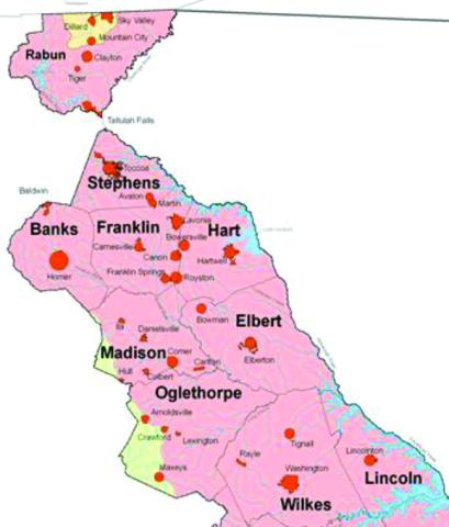 Northeast Georgia counties in the Savannah-Upper Ogeechee Water Council, including Franklin County, are being targeted to join an effort to form a water partnership. Savannah Riverkeepers and the Northeast Georgia Regional Commission – with help from the Georgia Mountains Regional Commission and Central Savannah River Area Regional Commission. (Illustration from the Savannah-Upper Ogeechee Water Council)