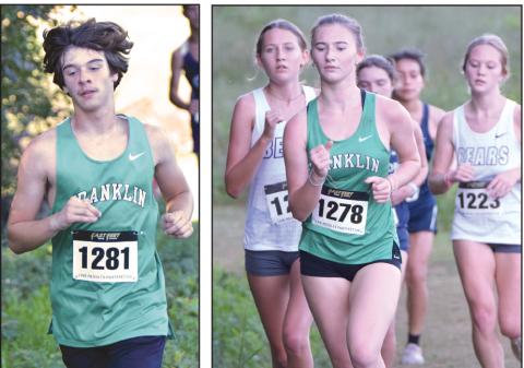 Lion Connor Borum (left) and Lady Lion Mia Patterson (right) will be counted on as scorers Saturday as Franklin County’s cross-country teams seek to qualify in the State Sectional Meet in Commerce.
