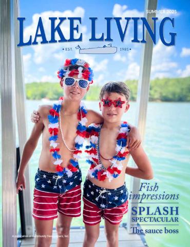 Kim Caudell of Toccoa captured this photo of her sons, Britt and Benjamin, celebrating Independence Day at Lake Hartwell. Caudell won $100 for her photo, which was featured on the cover of the 2025 summer edition of Lake Living magazine.