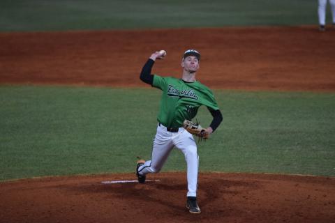 Senior Caden Cawthon delivers a pitch in Franklin County’s season-opening 11-1 win over Washington-Wilkes Monday in Carnesville. (Photo by Shane Scoggins)
