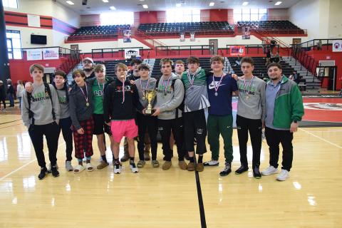 The Franklin County Lion wrestling team took second place in the Area 8AA traditional tournament Friday at Stephens County High School. (Photo by Shane Scoggins)