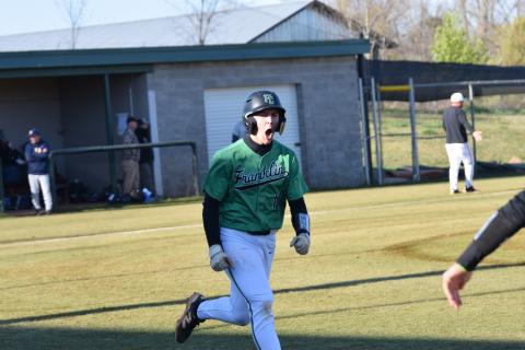 Easton Gailey celebrates after his third home run in the past two games in a contest against Prince Avenue Tuesday in Carnesville. (Photos by Shane Scoggins)