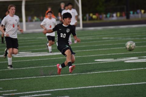 Joshua Castillo takes a shot Tuesday in the Franklin County Lions’ regular-season finale against Winder-Barrow at Jeff Davis Field at Ed Bryant Stadium. (Photos by Shane Scoggins)
