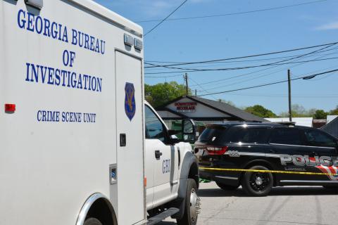 The Georgia Bureau of Investigation was in downtown Lavonia Friday as part of its investigation into a lengthy standoff between a Lavonia resident and law enforcement officers Thursday. The resident, Alan Joseph Chandler, died after he came out of his home firing a weapon at officers and members of the Georgia State Patrol SWAT Team and Franklin County Sheriff’s Office returned fire, a GBI press release said. (Photo by Charlie Eavenson)