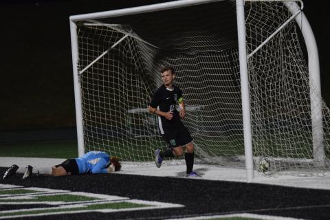 Eli Cooling, who was recently named All-Region 8AA Player of the Year, reacts after a goal in Franklin County’s first ever state playoff game victory.