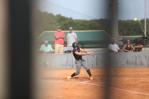 Belle Burton launches a home run against White County Tuesday. (Photo by Rose Scoggins)