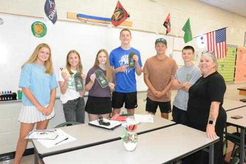 FCHS students received their YONDR pouches, which hold cell phones during the school day, during open house at the school. (Photo by Charlie Eavenson)