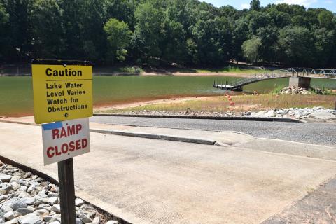 Lake Hartwell is already well below full pool due to the drought (as can be seen at Poplar Springs Boat Ramp), but when rain raises the lake level, the U.S. Army Corps of Engineers announced last week the lake will be kept at 656 feet due to leaks in a dike in Clemson, S.C.