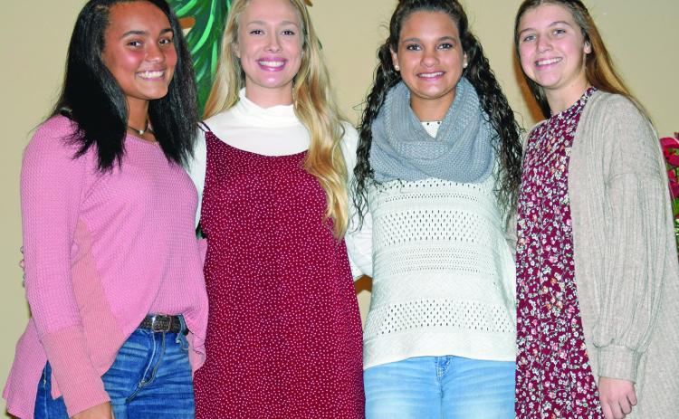 Members of the state champion Franklin County Lady Lions named to All-State teams are (left photo, from left) Jayden Gailey, named State Player of the Year by both the Georgia Athletic Coaches Association (GACA) and the Georgia Dugout Club; Jaden Cheek, second-team All-State by the GACA; Peyton Rivers, first-team All State by the GACA; and Ellee Varner, second-team All-State by the GACA.