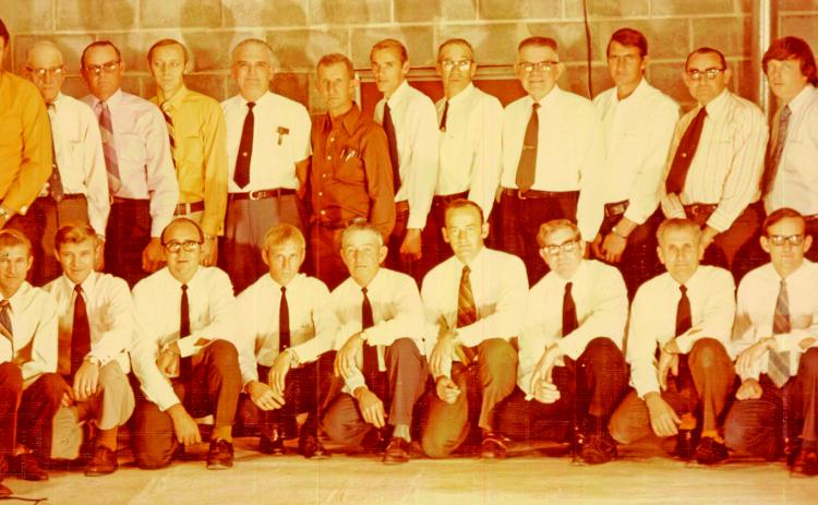Gerald Voyles submitted this photo of an early incarnation of the Red Hill Fire Department in the 1970s. Pictured are (front, from left) Gregg Chitwood, Rance Roberts, Raymond Roberts, Joe Segars, Charles Akin, Assistant Chief Tommy Voyles, Chief Jerry South, Marshal Whitworth, Howard Payne, Gerald Voyles, J.H. Manley, (back) Ralph Roberts, Mike Elrod, C.A. Milford, Esco Milford, Bill Owens, John L. Whitworth, J.H. Broome, Don Milford, Doyle Roberts, T.D. Cheek, Bud Roberts, James Milford, Sam Mauldin and H