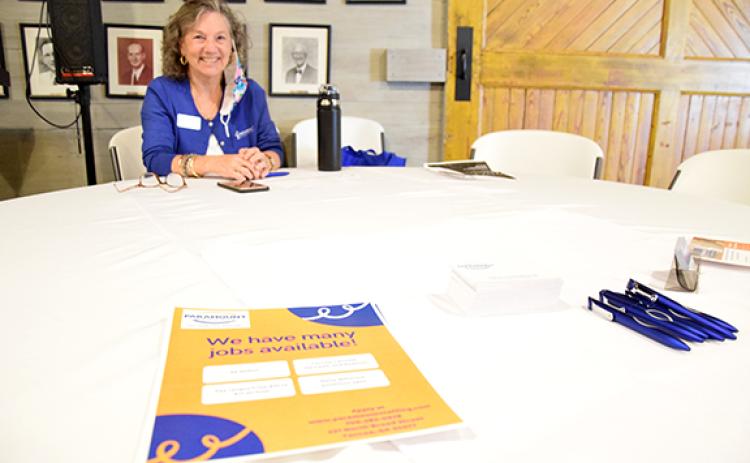 Emily Hayes patiently waits for job seekers at the Lavonia Job Fair last week. (Photo by Sinclair)