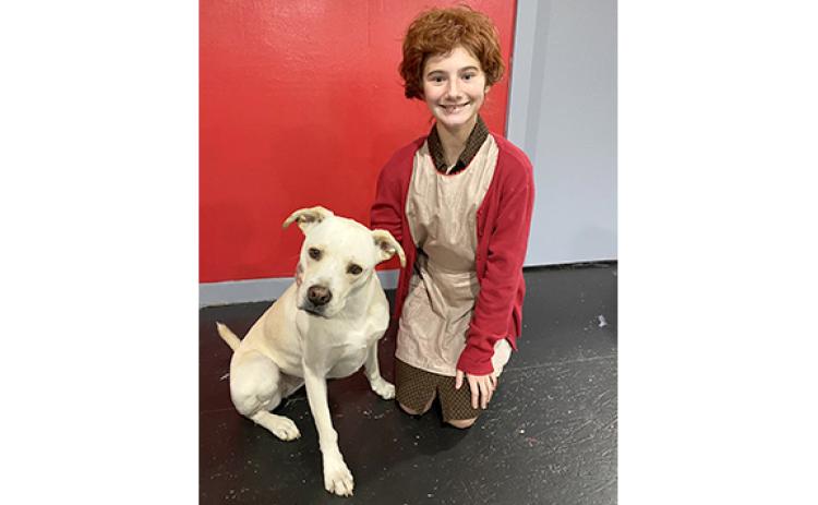 Mia Patterson as Annie and Zelda as Sandy the Dog will be on stage this weekend at the Lavonia Cultural Center for Franklin Community Player's production of "Annie."