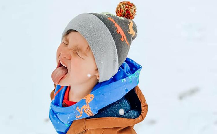 Walker Hyde attempts to catch a snowflake in his mouth during a winter storm that hit Franklin County over the weekend. Walker and many others took the opportunity to have some fun in the snow. (Photo courtesy of Jessica Jones)