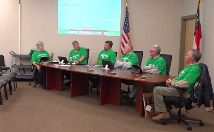 Chair Robin Cato asks how many surrounding counties have moratoriums on developments during Tuesday's Franklin County Board of Education meeting.