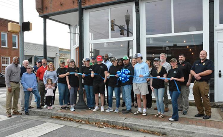 The Old Corner Hardware Store restaurant officially reopened last week after six months worth of renovations due to smoke damage from a downtown fire last year. Owner Kelley Tamplin was joined by her family, staff, city leaders, firefighters and supporters for the event, sponsored by the Franklin County Chamber of Commerce, City of Royston and the Royston Downtown Development Authority. (Photo by Scoggins)