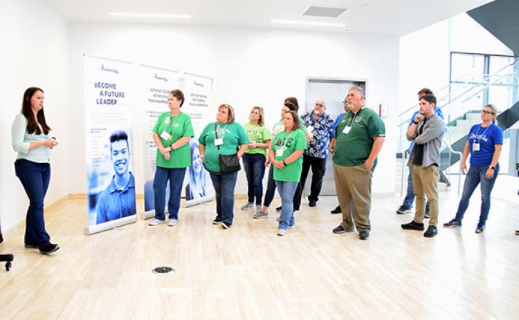 Educators visited Blue Haven Bee Company, Harbin Lumber facilities and Haering (above) during an industry tour May 24. They got to see and learn how products are being made locally, as well as learn the variety of positions available locally. (Photos by Sinclair)