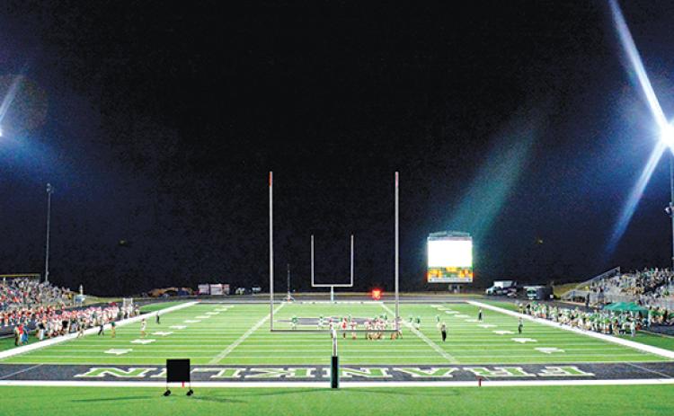 The Lions football team played its first game on the new turf at Jeff Davis Field at Ed Bryant Stadium Friday night. (Photo by Scoggins)