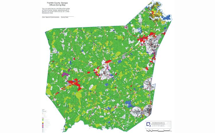 Franklin County commissioners may delay a vote on a new zoning map under the county’s new Unified Development Code over concerns by farmers that their lands are being classified as agriculture (dark green areas) instead of agriculture intensive (light green areas).