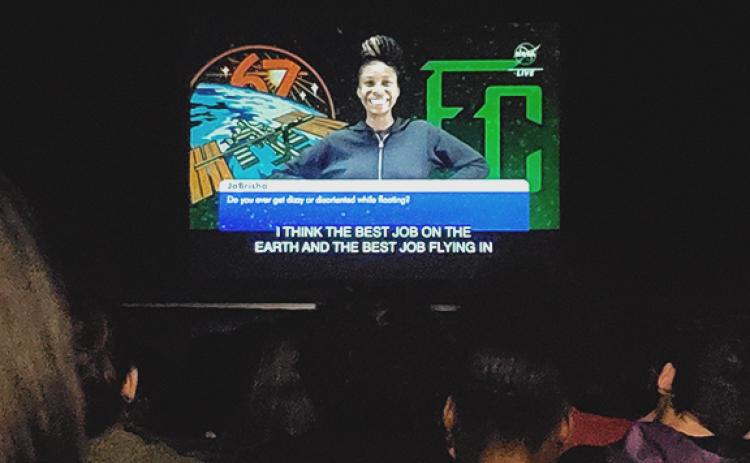 About eight minutes into the NASA live broadcast, JaBrisha Crosby asks astronaut Kjell Lindgren if he gets dizzy or disoriented while floating. He said the inner ear will adapt, but disorientation can temporarily occur when they come out of a rack. The only time they get dizzy is when spinning around or doing somersaults.